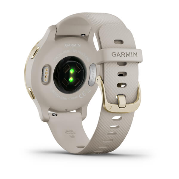 Garmin Venu? 2S Light Gold Stainless Steel Bezel with Light Sand Case and Silicone Band