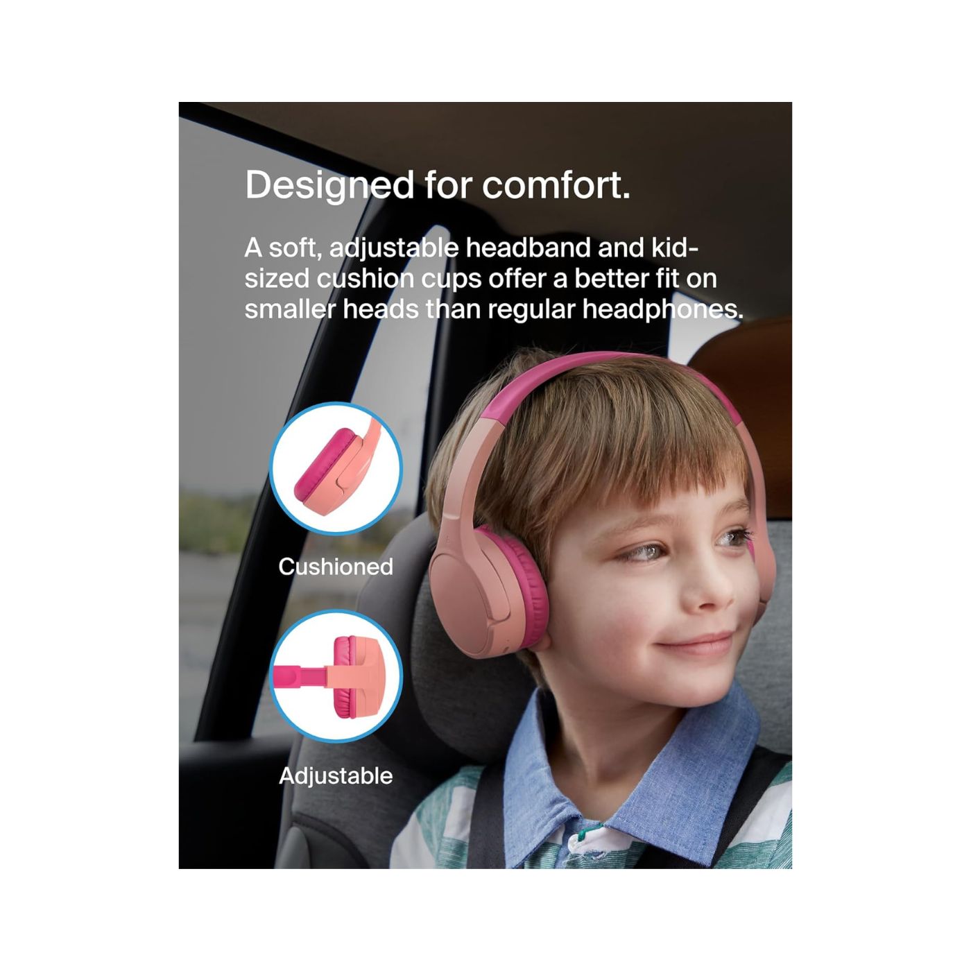 Belkin Soundform Mini Kids Hearing Protection Headphones Pink 2